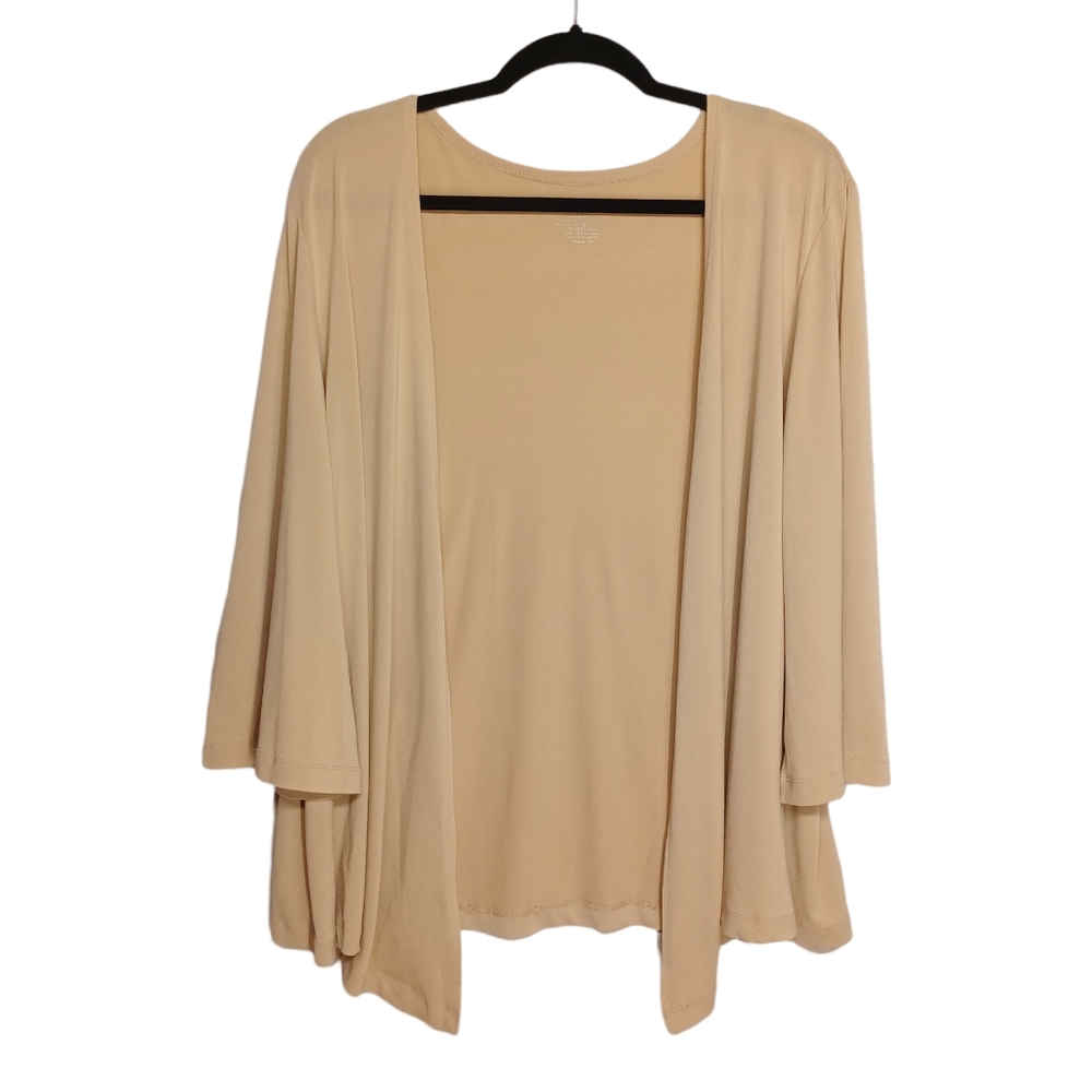 WHITE STAG Cream Light Tan Long Sleeve Stretchy Drape Open Shawl Large